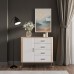 Kumode ar atvilknēm un durvīm DANTE DT08, Ozols cremona/Balts matēts/Melns